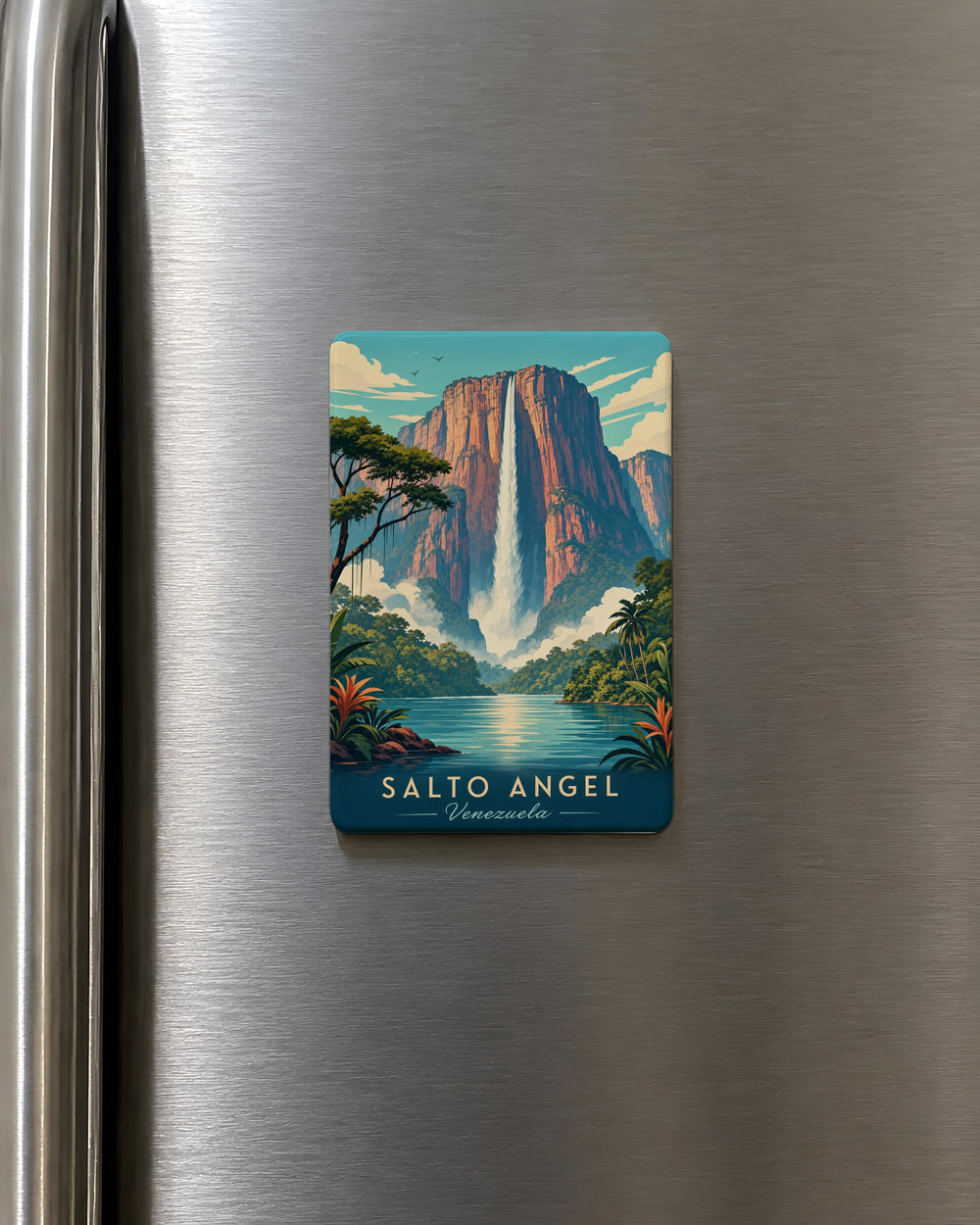 Salto Angel Waterfall Fridge Magnet, Angel Falls Venezuela Souvenir Magnet, Canaima National Park Travel Keepsake Magnet