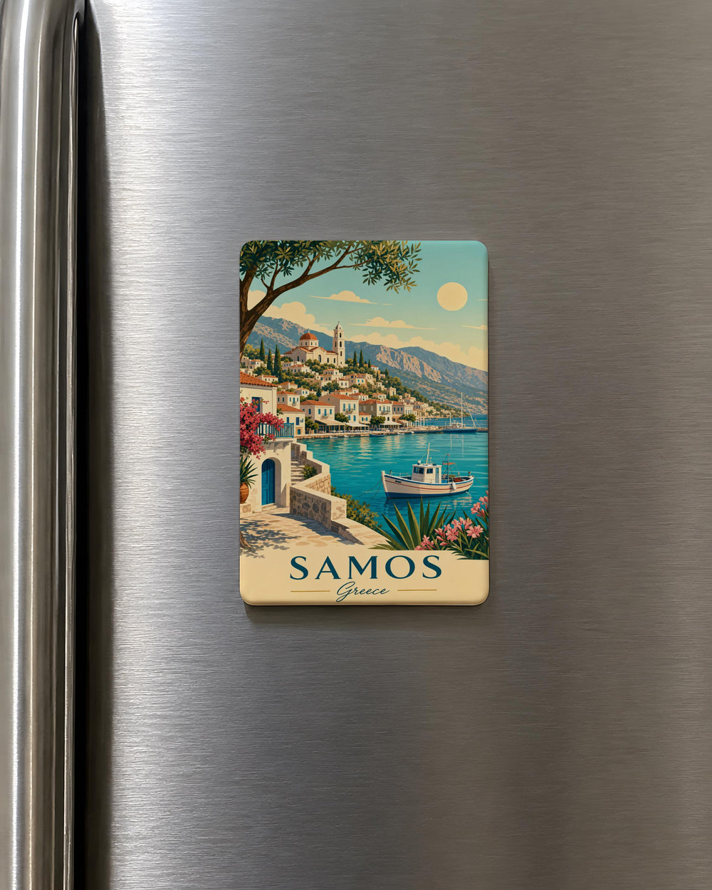 Samos Greece Fridge Magnet, Samos Island Souvenir Magnet, Greek Island Travel Keepsake, Aegean Sea Vacation Gift