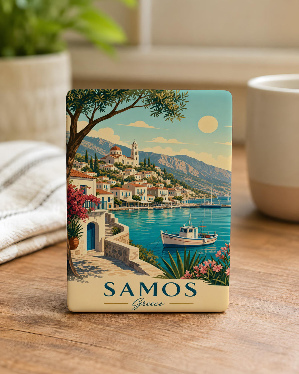 Samos Greece Fridge Magnet, Samos Island Souvenir Magnet, Greek Island Travel Keepsake, Aegean Sea Vacation Gift