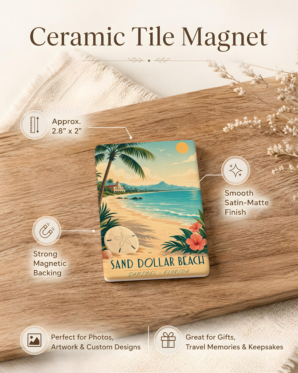 Sand Dollar Beach Fridge Magnet, Coastal Seaside Shell Ocean Shore Gift, Beach House Kitchen Decor