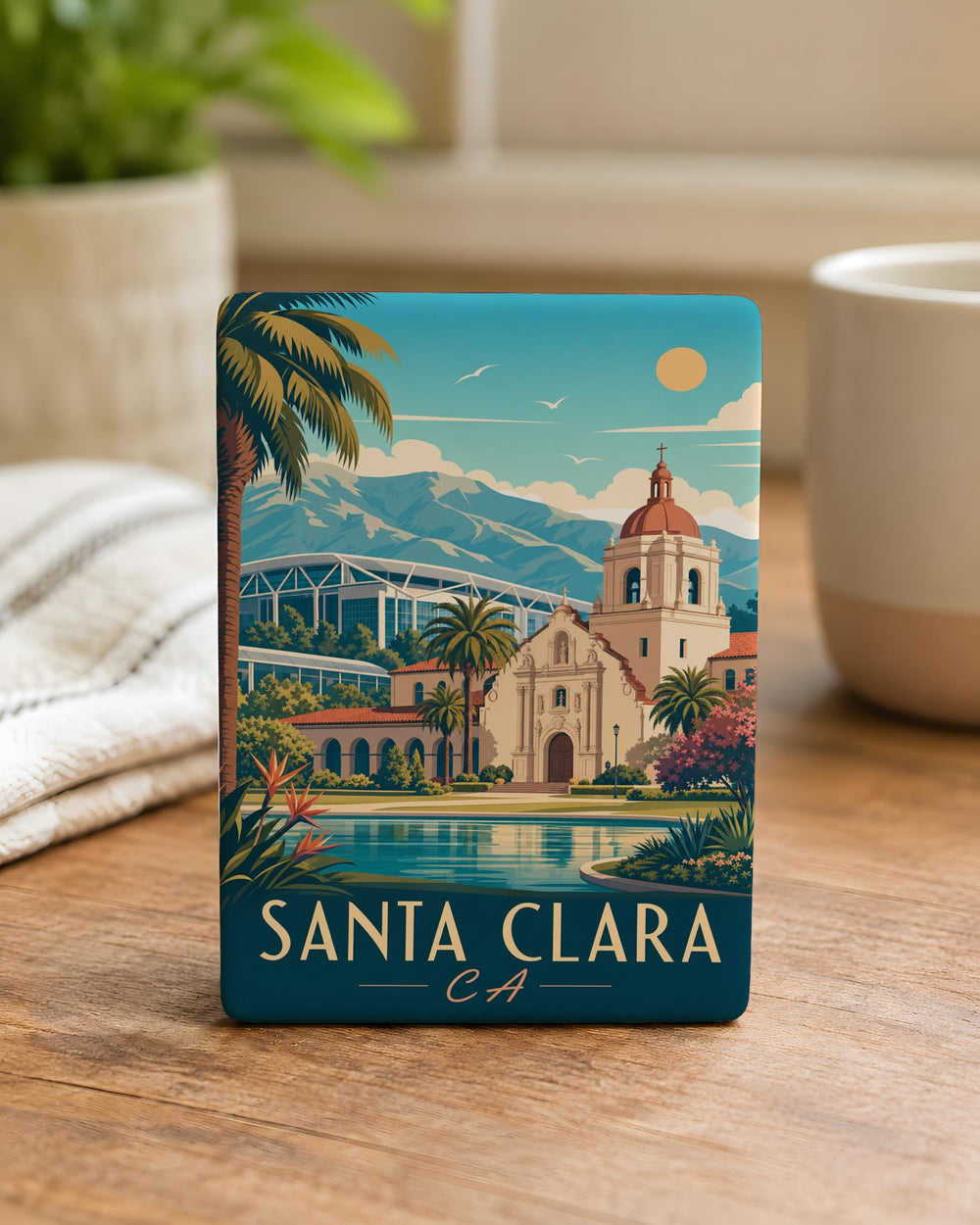 Santa Clara CA Fridge Magnet, Santa Clara California Souvenir Magnet, City Landmark Travel Keepsake Gift