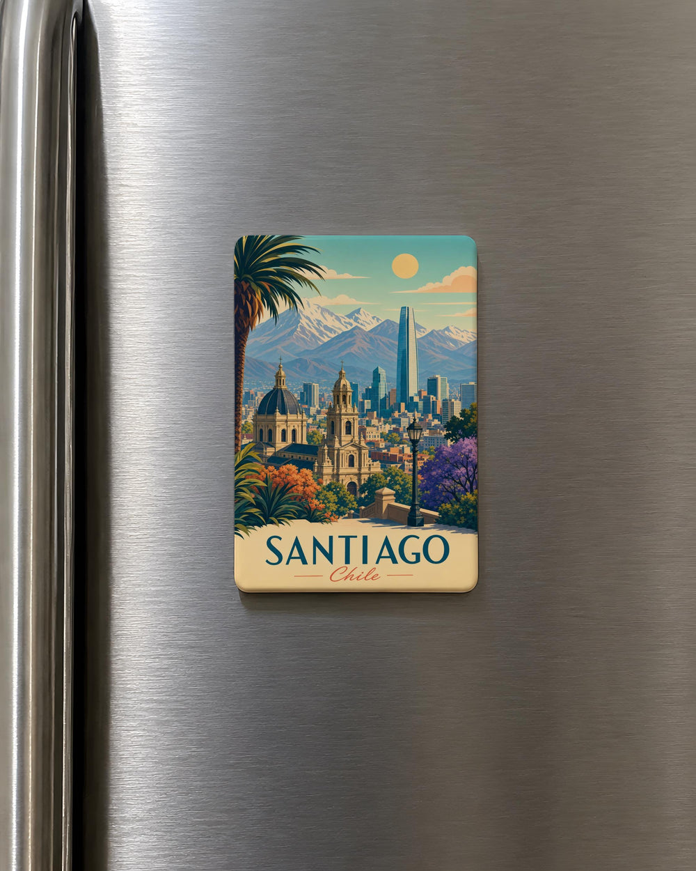 Santiago Chile Fridge Magnet, Santiago City Souvenir Magnet, Chile Travel Gift, Santiago Landmark Keepsake Magnet