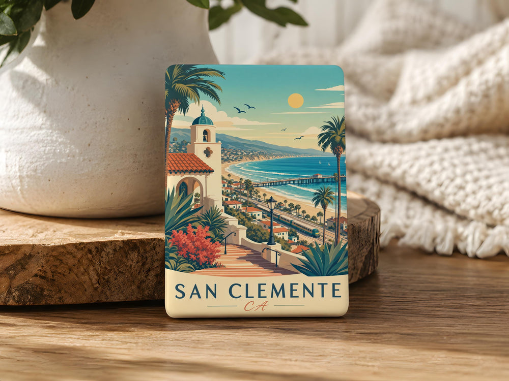 San Clemente CA Fridge Magnet, San Clemente California Souvenir Magnet, Beach Town Travel Gift, Coastal Vacation Keepsake