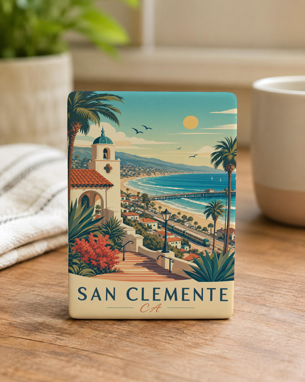 San Clemente CA Fridge Magnet, San Clemente California Souvenir Magnet, Beach Town Travel Gift, Coastal Vacation Keepsake