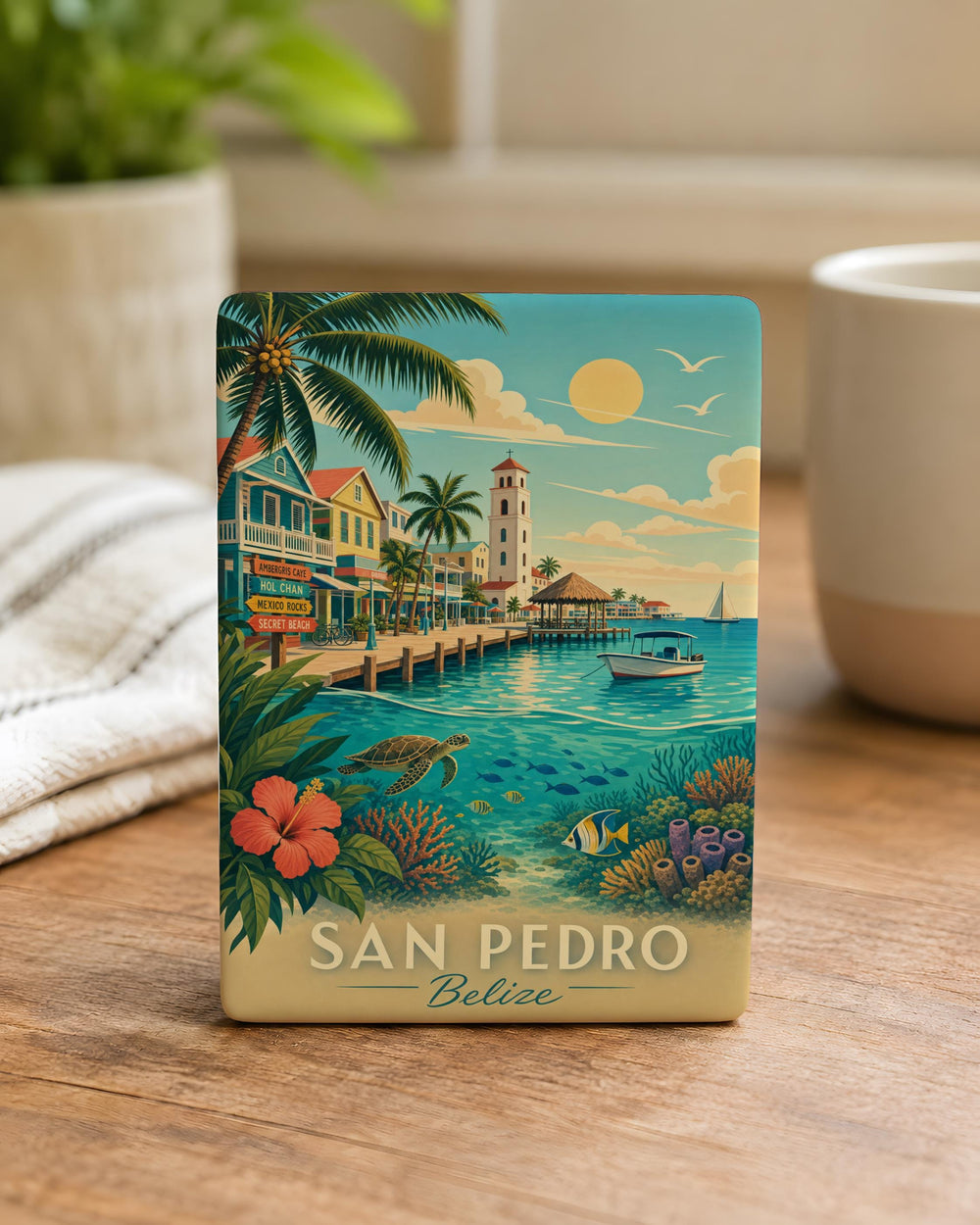 San Pedro Belize Fridge Magnet, San Pedro Ambergris Caye Souvenir Magnet, Belize Travel Gift, Caribbean Island Keepsake Magnet