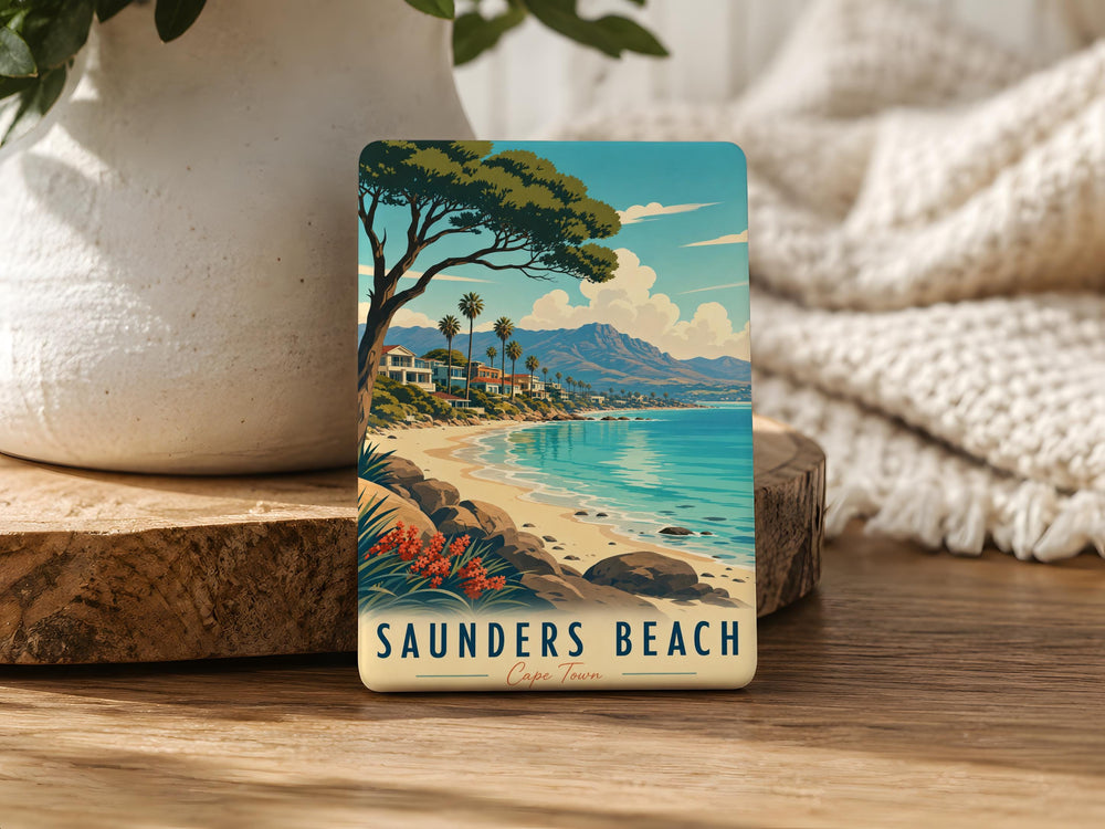 Saunders Beach Fridge Magnet, Coastal Beach Scene Souvenir Magnet, Seaside Vacation Travel Gift, Beach Lover Kitchen Decor