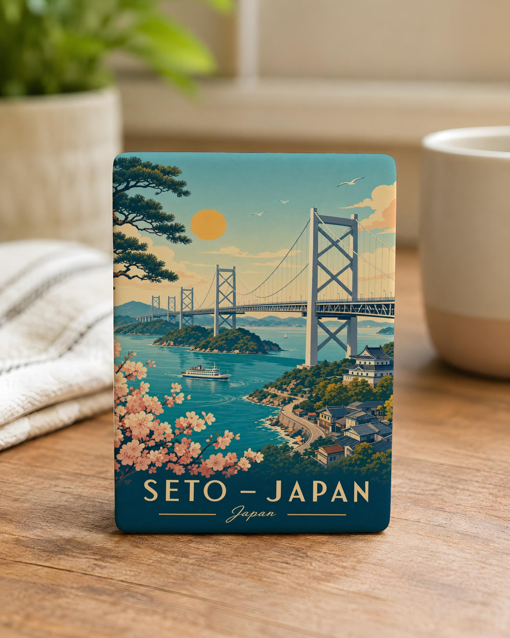 Seto Bridge Fridge Magnet, Japan Bridge Landmark Souvenir Magnet, Scenic Bridge Travel Keepsake Refrigerator Magnet