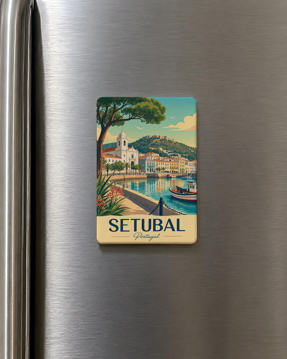 Setubal Portugal Fridge Magnet, Setúbal Travel Souvenir Magnet, Portugal City Landmark Keepsake Magnet, Setubal Gift