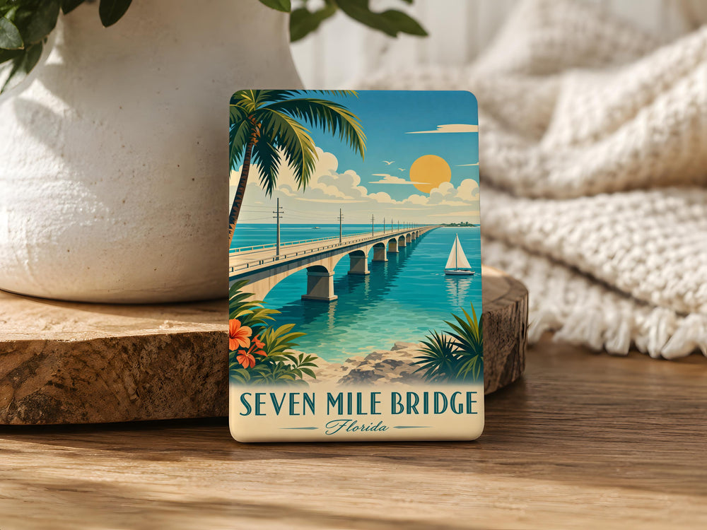 Seven Mile Bridge Florida Fridge Magnet, Florida Keys Souvenir Magnet, Overseas Highway Landmark Travel Gift