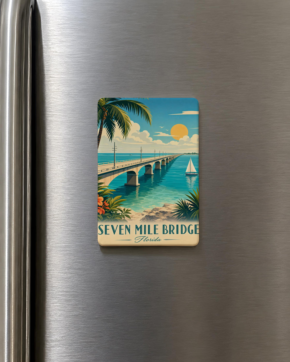 Seven Mile Bridge Florida Fridge Magnet, Florida Keys Souvenir Magnet, Overseas Highway Landmark Travel Gift