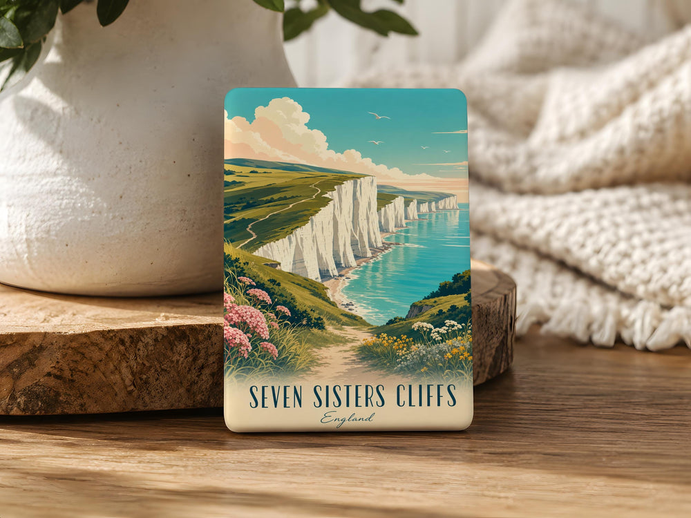 Seven Sisters Cliffs Fridge Magnet, England Coastline Souvenir, Sussex White Cliffs Landmark, Coastal Travel Gift