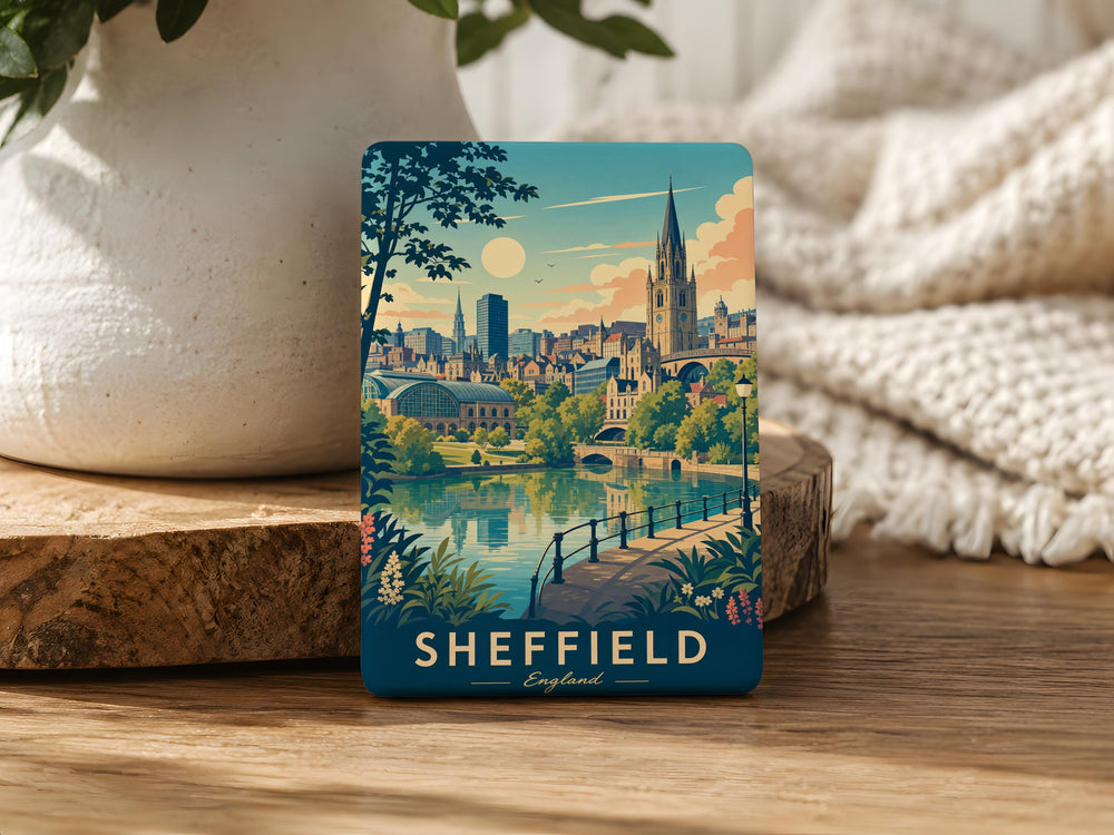 Sheffield England Fridge Magnet, Sheffield City Souvenir Magnet, Sheffield UK Travel Gift, England Landmark Keepsake Magnet
