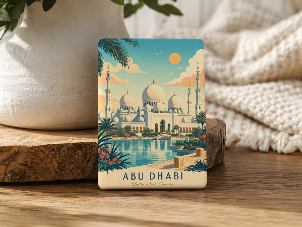 Sheikh Zayed Grand Mosque Fridge Magnet, Abu Dhabi UAE Landmark Souvenir Magnet, Islamic Architecture Travel Keepsake Magnet