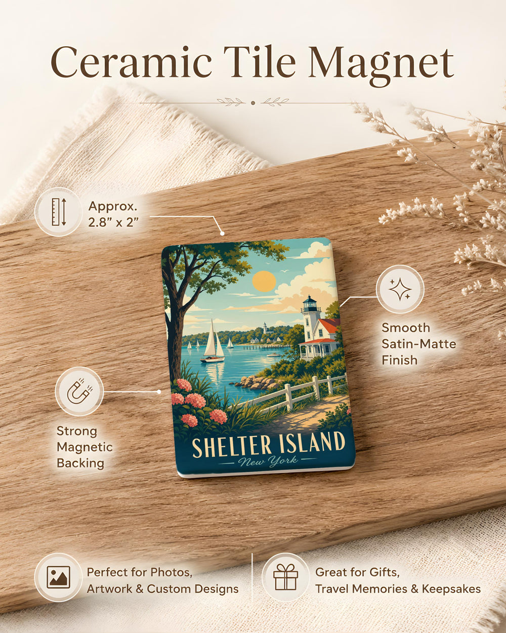 Shelter Island New York Fridge Magnet, Shelter Island NY Souvenir Magnet, Long Island Travel Keepsake Magnet