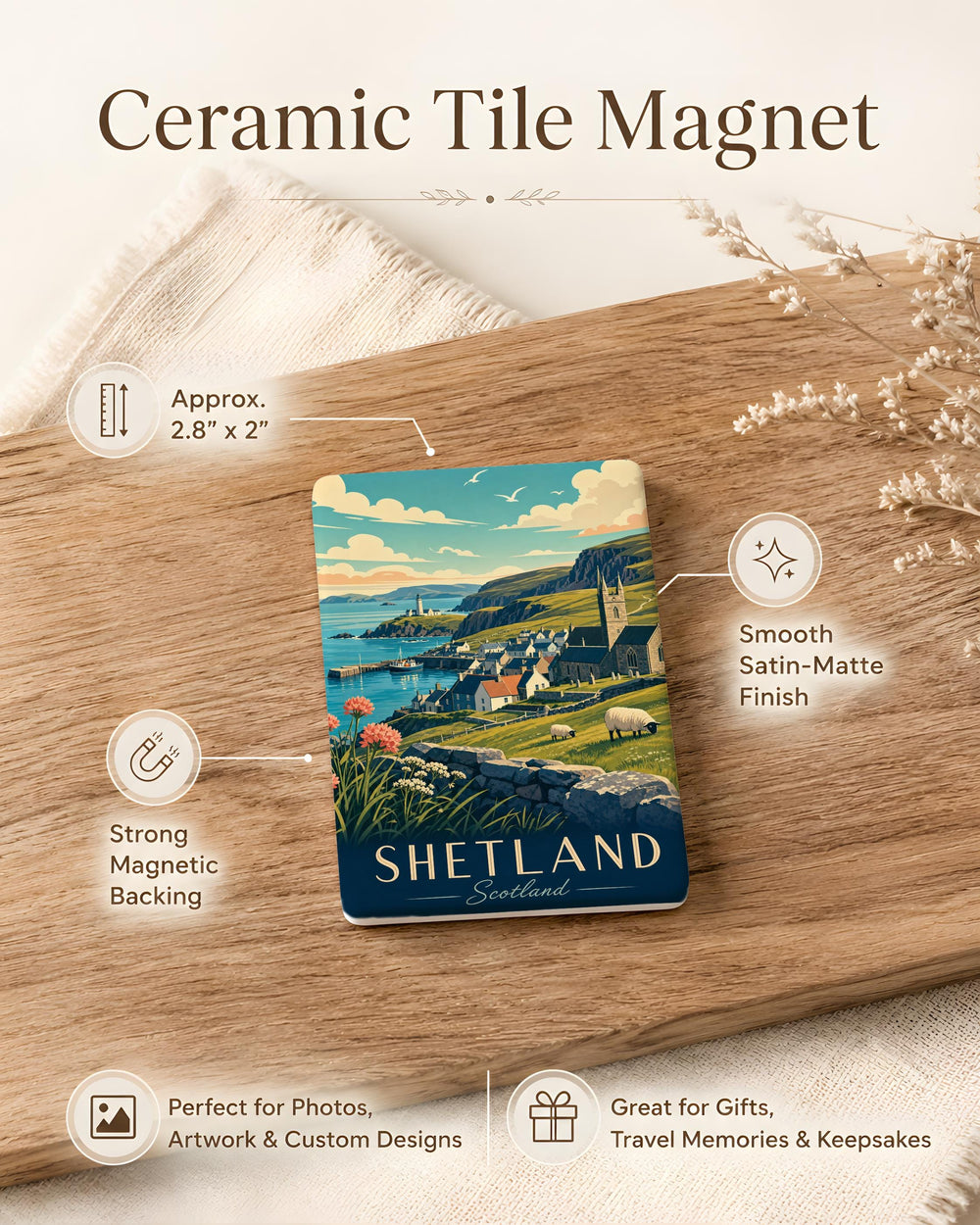 Shetland Scotland Fridge Magnet, Shetland Islands Souvenir Magnet, Scotland Travel Keepsake, Shetland Gift, UK Landmark Magnet