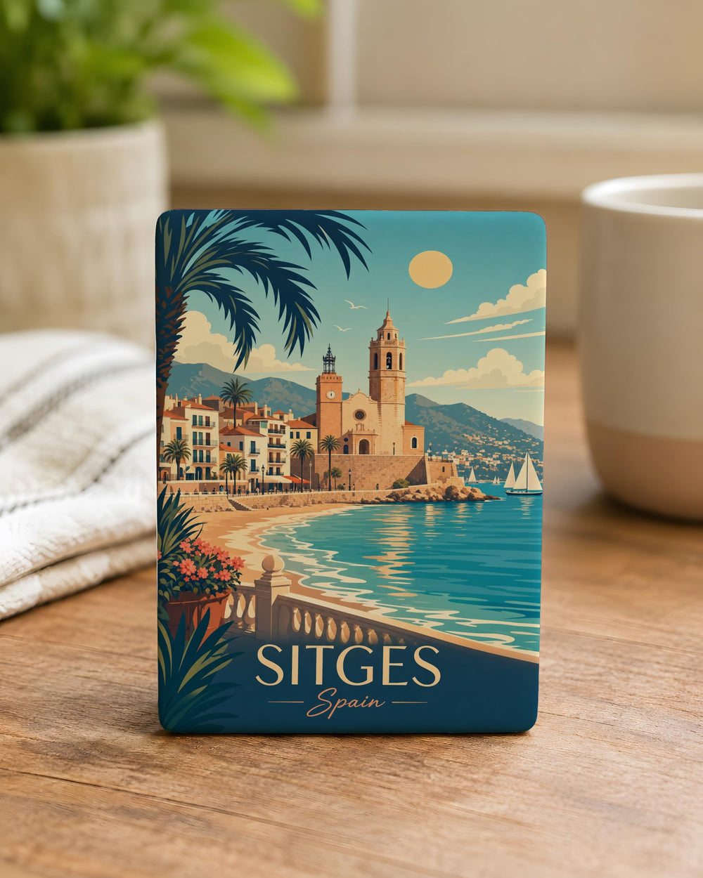 Sitges Spain Fridge Magnet, Sitges Travel Souvenir Magnet, Costa Brava Spain Landmark Magnet, Spanish Coastal Town Gift