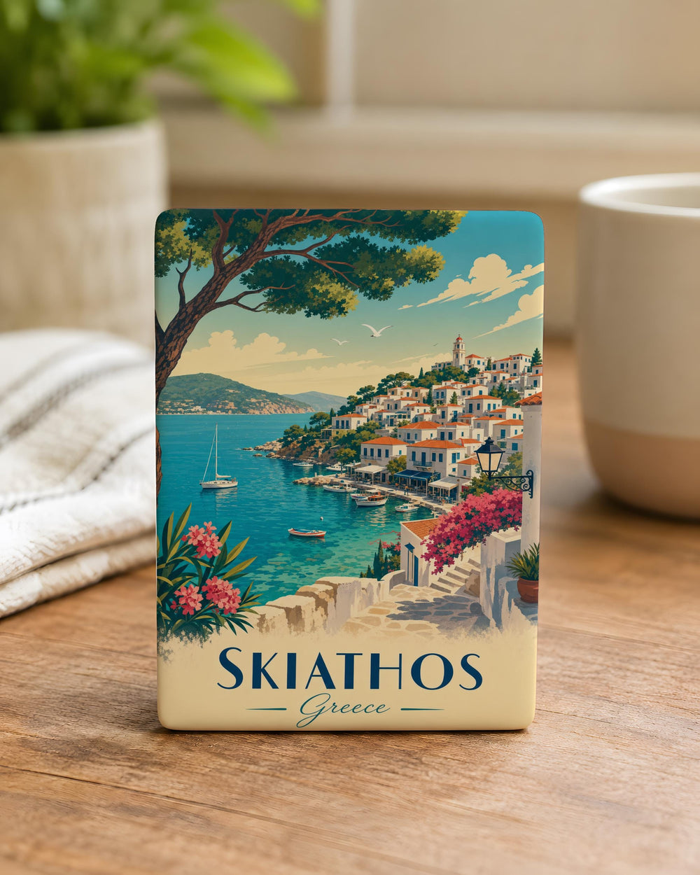Skiathos Greece Fridge Magnet, Skiathos Island Souvenir, Greek Island Travel Keepsake, Aegean Sea Vacation Gift