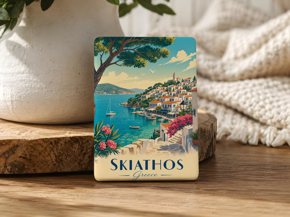 Skiathos Greece Fridge Magnet, Skiathos Island Souvenir, Greek Island Travel Keepsake, Aegean Sea Vacation Gift