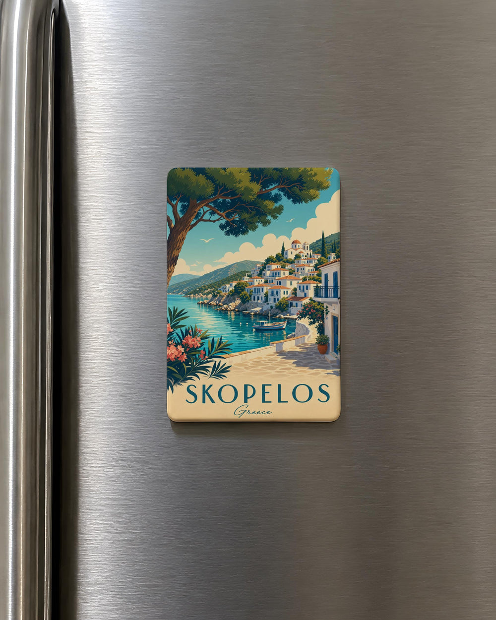 Skopelos Greece Fridge Magnet, Skopelos Island Souvenir Magnet, Greek Island Travel Gift, Skopelos Town Landmark Magnet