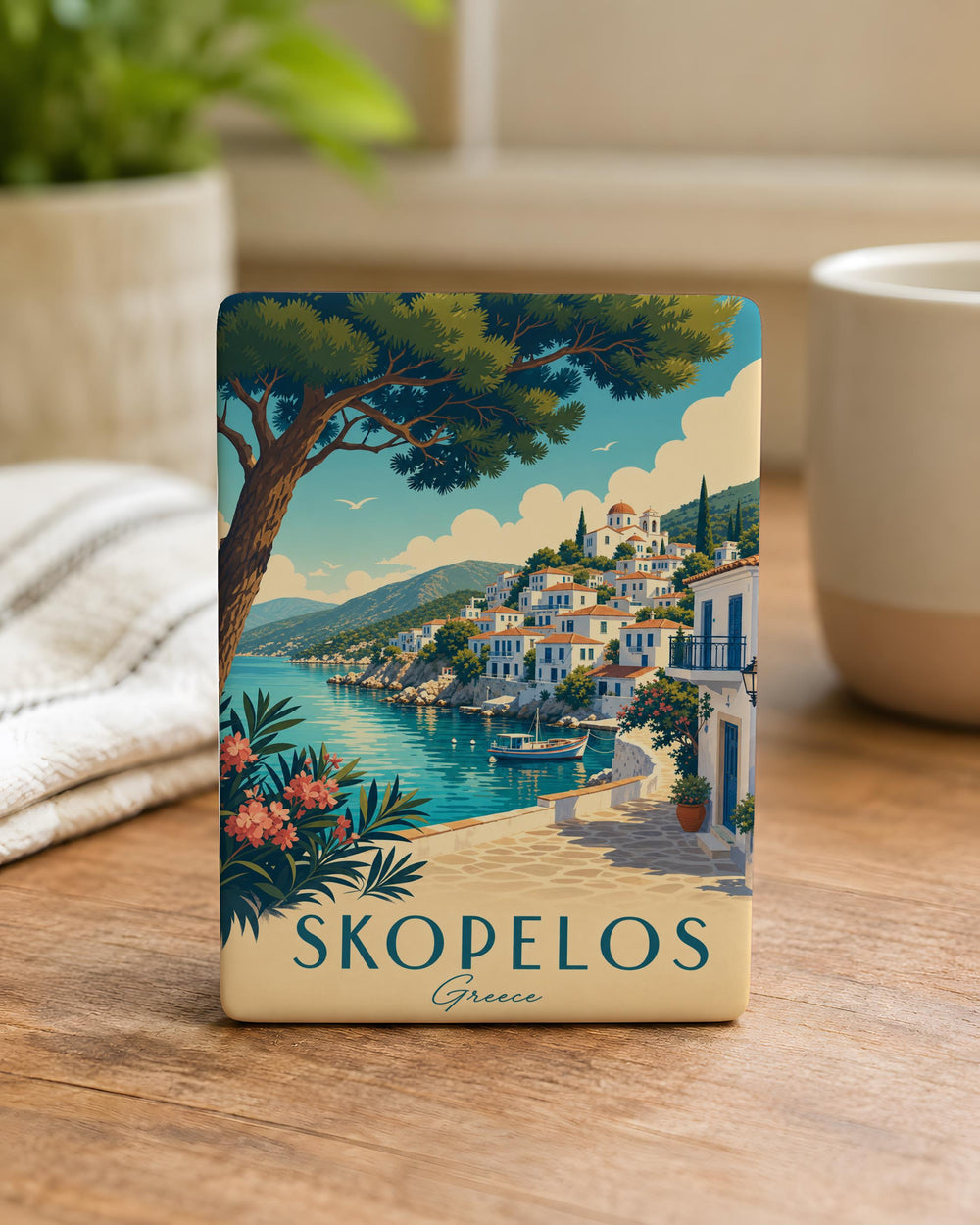 Skopelos Greece Fridge Magnet, Skopelos Island Souvenir Magnet, Greek Island Travel Gift, Skopelos Town Landmark Magnet