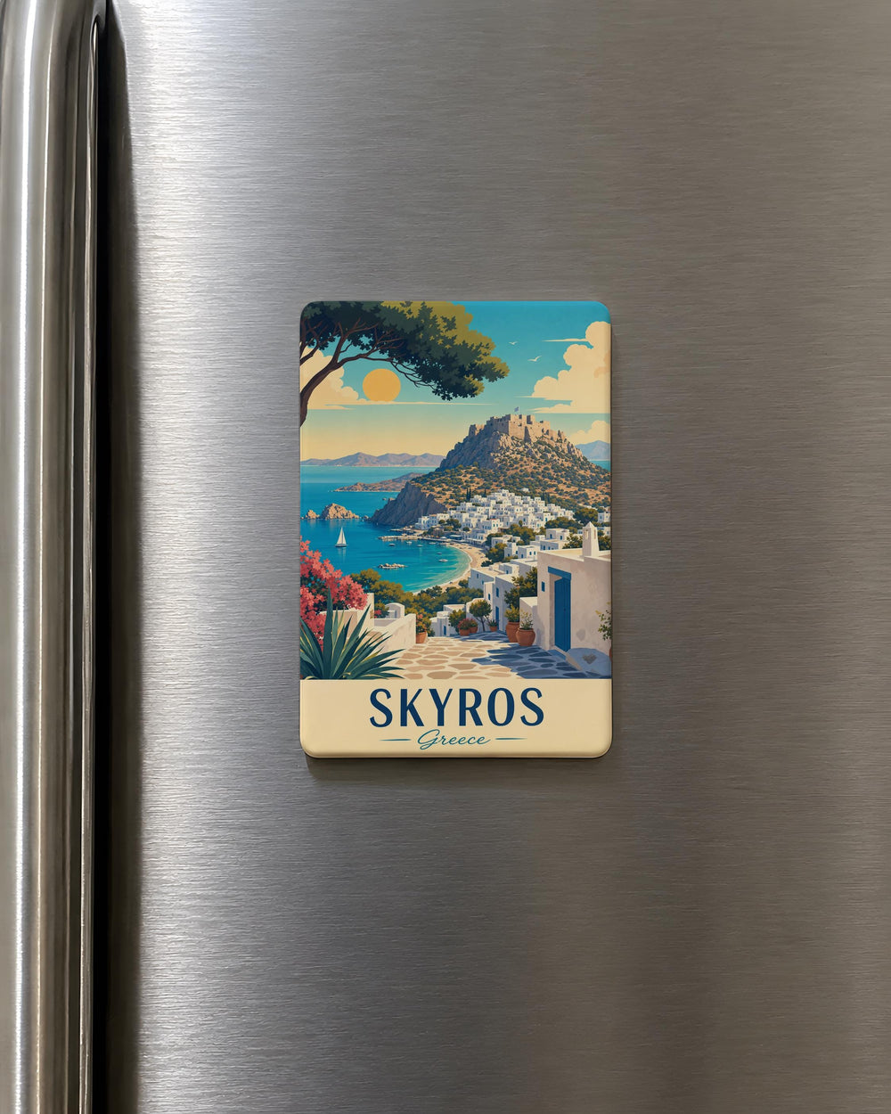 Skyros Greece Fridge Magnet, Skyros Island Souvenir Magnet, Greek Island Travel Keepsake, Aegean Sea Vacation Gift