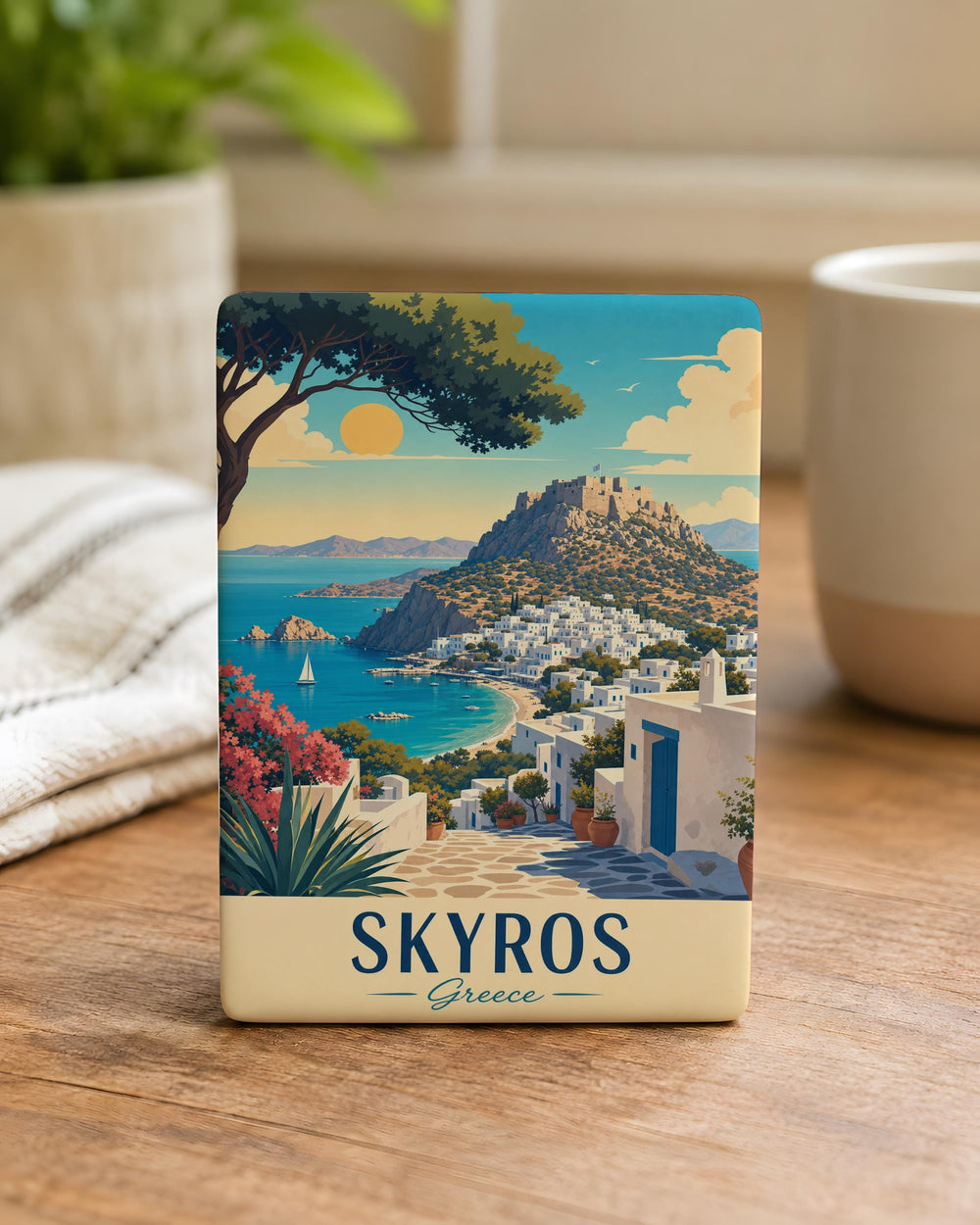 Skyros Greece Fridge Magnet, Skyros Island Souvenir Magnet, Greek Island Travel Keepsake, Aegean Sea Vacation Gift