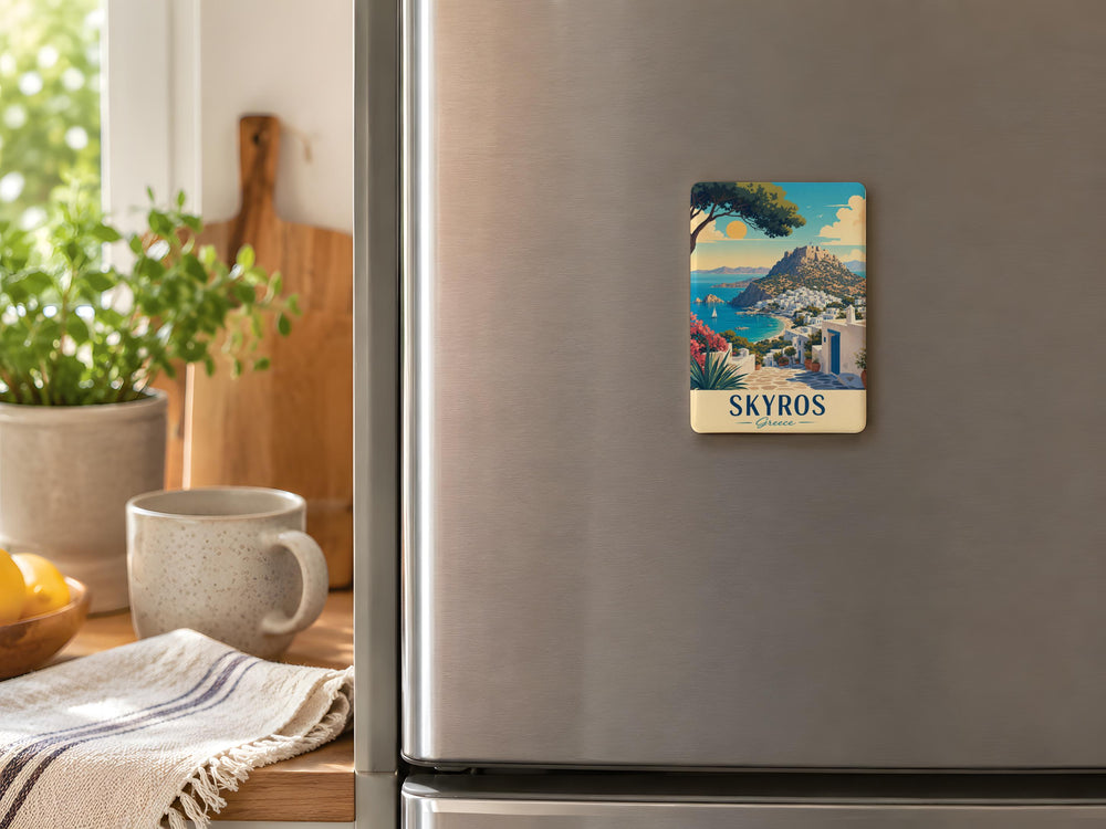 Skyros Greece Fridge Magnet, Skyros Island Souvenir Magnet, Greek Island Travel Keepsake, Aegean Sea Vacation Gift