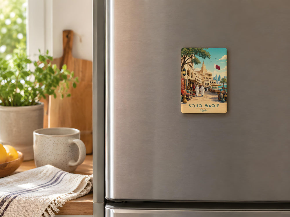 Souq Waqif Fridge Magnet, Qatar Marketplace Souvenir, Doha Souk Landmark Travel Gift, Middle East Market Decor Magnet