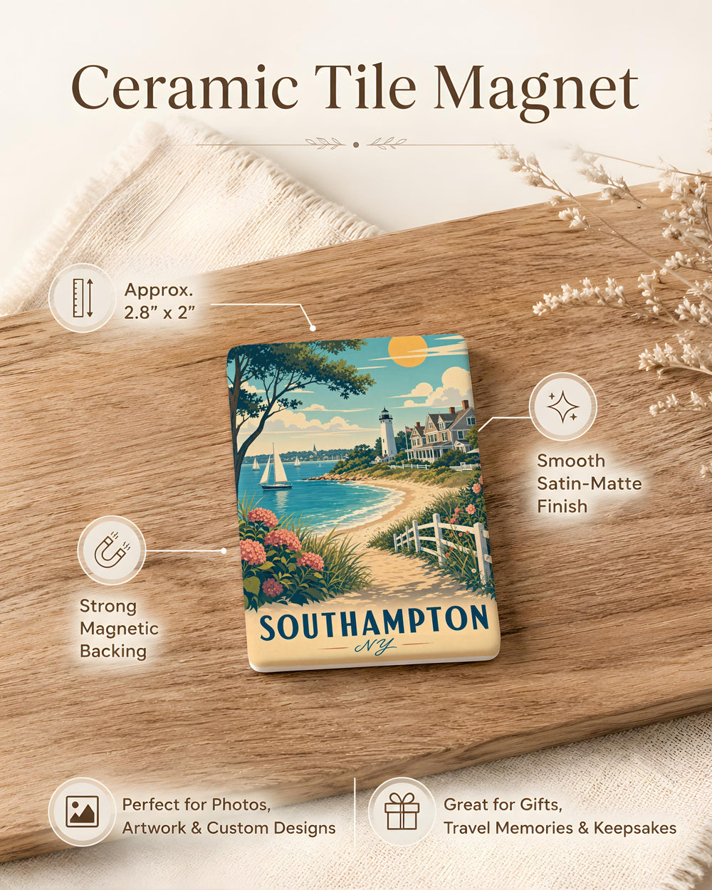 Southampton NY Fridge Magnet, Southampton New York Souvenir Magnet, Long Island Travel Keepsake Magnet