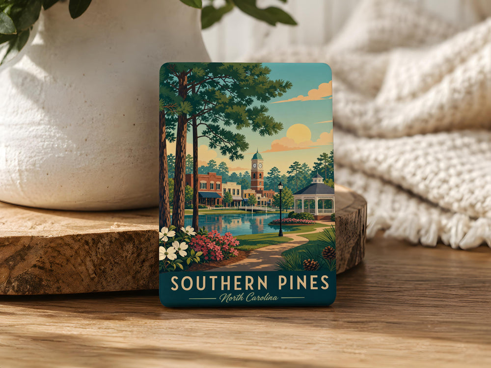 Southern Pines NC Fridge Magnet, North Carolina Souvenir Magnet, Southern Pines Travel Gift, Sandhills Keepsake Magnet