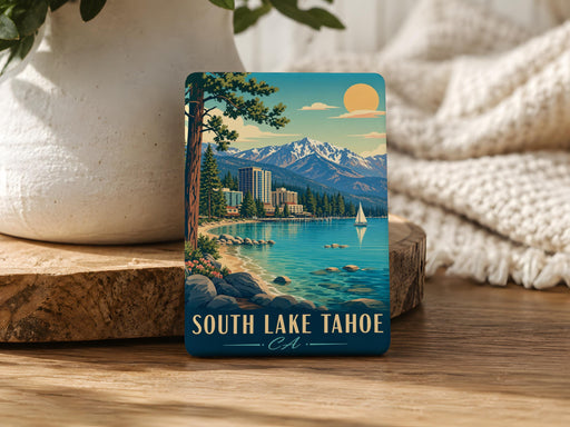 South Lake Tahoe CA Fridge Magnet, Lake Tahoe Souvenir Magnet, California Travel Gift, Tahoe Vacation Keepsake, Scenic Landmark Magnet