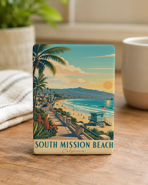 South Mission Beach Fridge Magnet, San Diego California Souvenir, Oceanfront Boardwalk Coastal Landmark Keepsake Gift