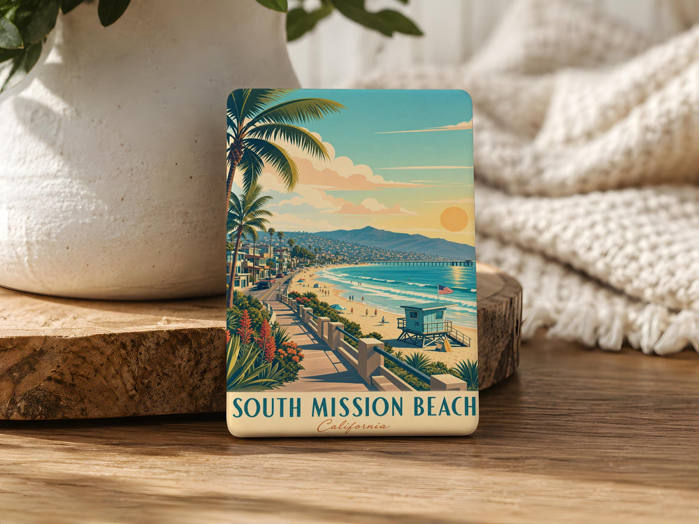 South Mission Beach Fridge Magnet, San Diego California Souvenir, Oceanfront Boardwalk Coastal Landmark Keepsake Gift