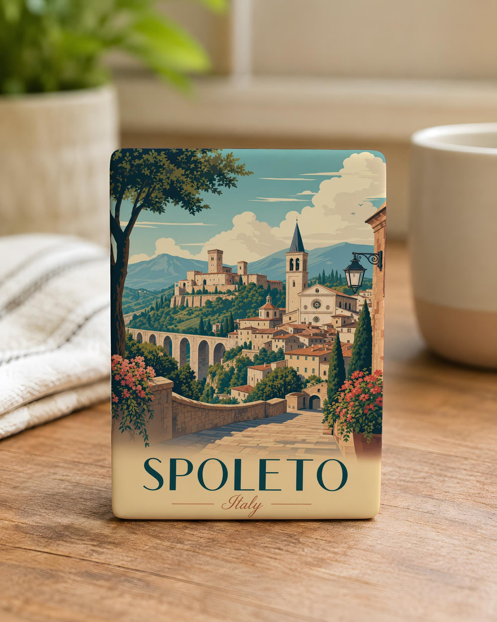 Spoleto Italy Fridge Magnet, Spoleto Travel Souvenir, Umbria Italy Destination Magnet, Italian City Landmark Magnet