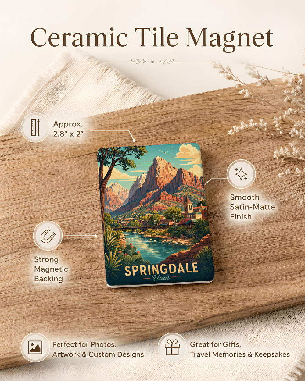 Springdale Utah Fridge Magnet, Zion National Park Souvenir, Utah Travel Gift, Springdale City Keepsake Magnet