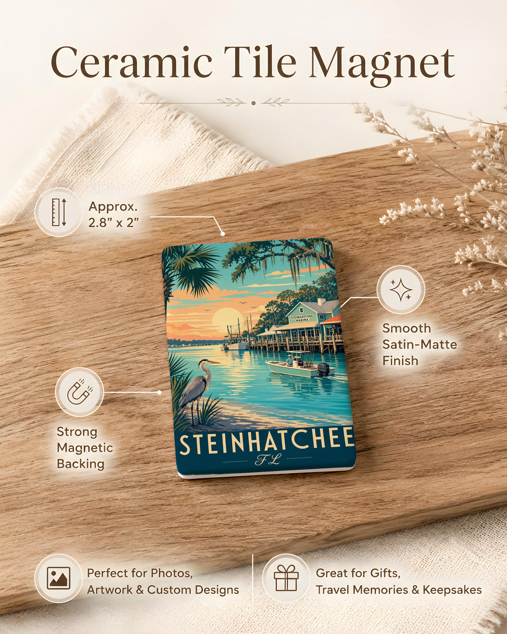 Steinhatchee Florida Fridge Magnet, Steinhatchee FL Souvenir Magnet, Coastal Town Travel Keepsake, Gulf Coast Gift