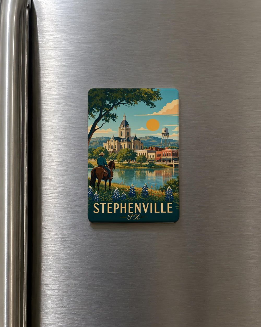 Stephenville TX Fridge Magnet, Stephenville Texas Souvenir Magnet, Erath County Travel Gift, Texas Town Keepsake Magnet