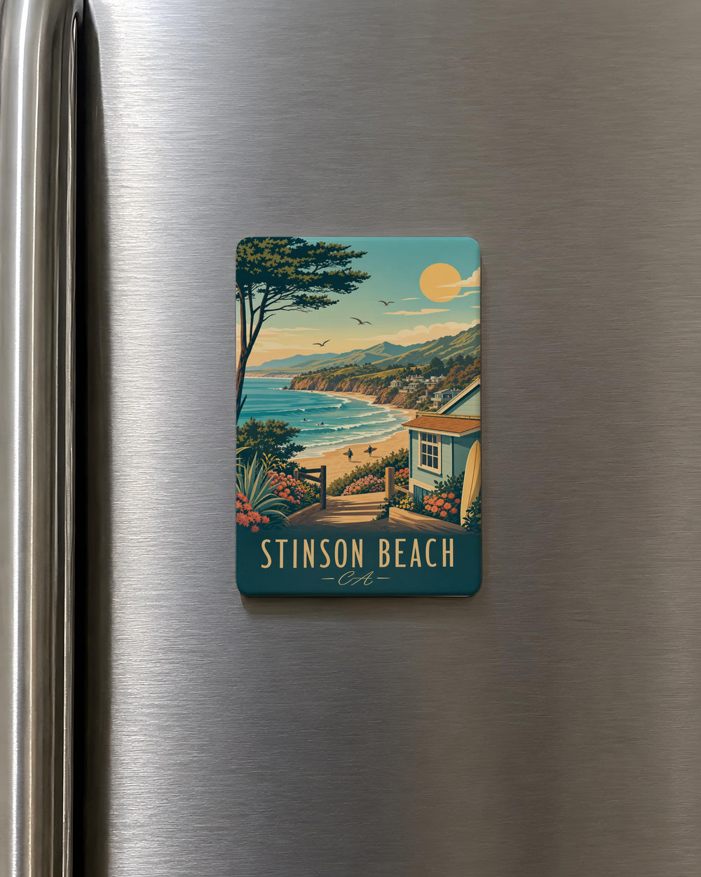 Stinson Beach CA Fridge Magnet, California Coastal Town Souvenir, Marin County Beach Travel Keepsake Magnet