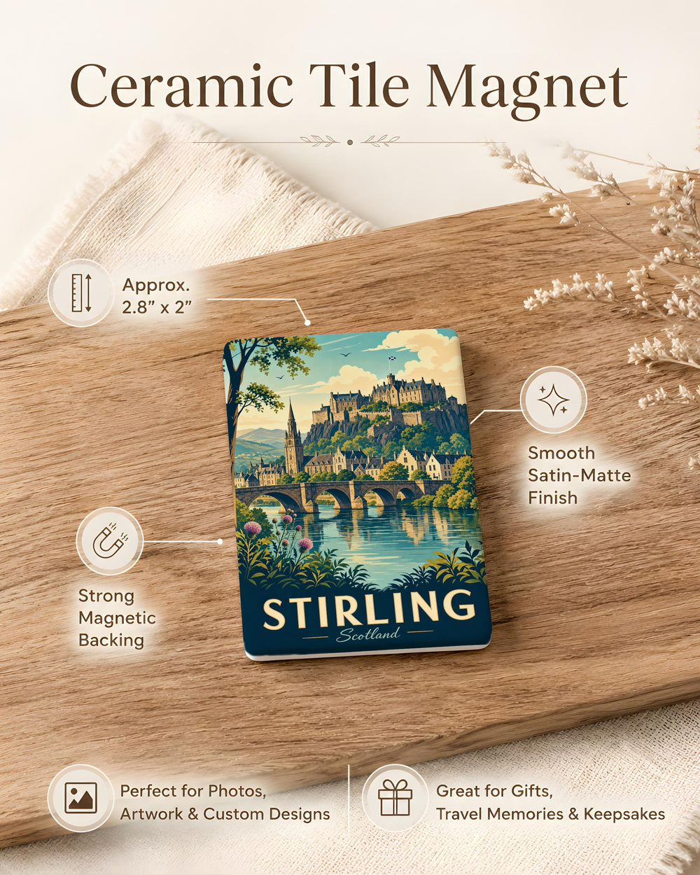 Stirling Scotland Fridge Magnet, Stirling Castle Souvenir Magnet, Scottish Landmark Travel Gift, Scotland Tourist Keepsake Magnet