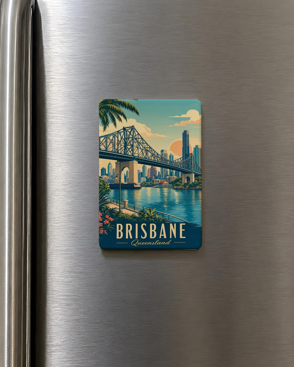 Story Bridge Fridge Magnet, Bridge Crossing Scene Souvenir Magnet, Travel Landmark Refrigerator Magnet