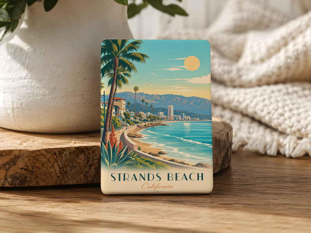 Strands Beach Fridge Magnet, Coastal Beach Scene Souvenir Magnet, Ocean Shoreline Seaside Vacation Gift