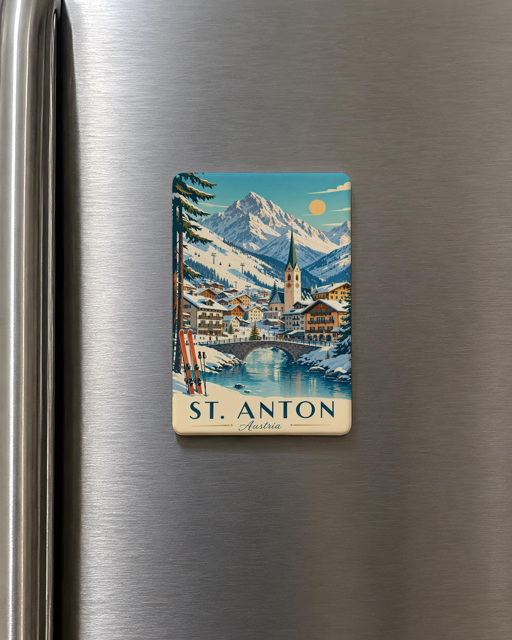St Anton Austria Fridge Magnet, St Anton am Arlberg Souvenir Magnet, Austrian Alps Travel Keepsake Magnet