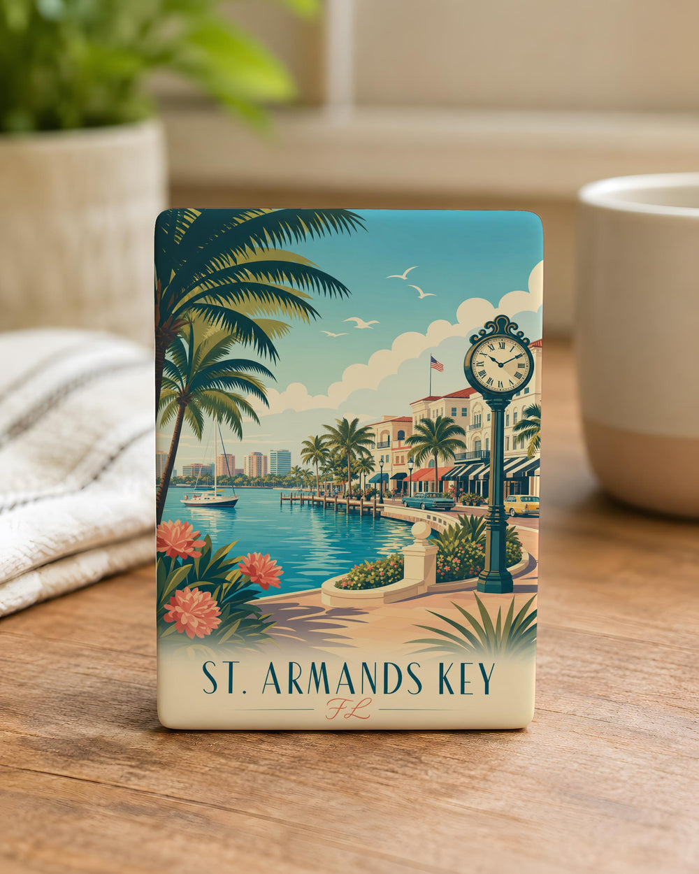 St. Armands Key Florida Fridge Magnet, St Armands Circle Sarasota Souvenir, Coastal Gulf Coast Travel Keepsake Magnet
