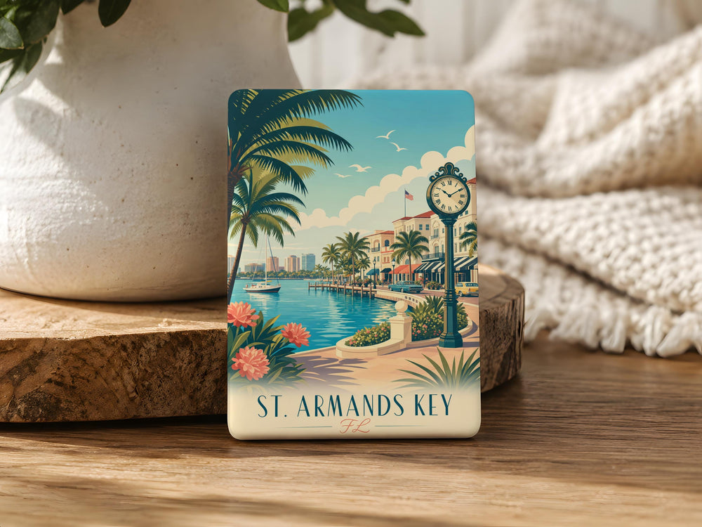 St. Armands Key Florida Fridge Magnet, St Armands Circle Sarasota Souvenir, Coastal Gulf Coast Travel Keepsake Magnet