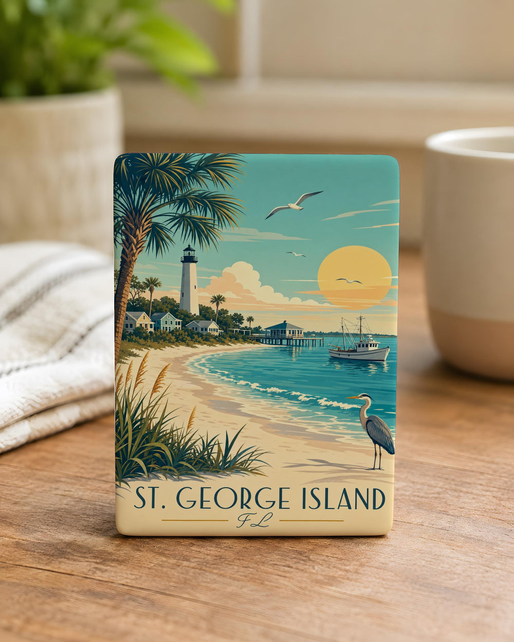 St. George Island Florida Fridge Magnet, St George Island FL Souvenir Magnet, Beach Vacation Coastal Travel Keepsake Magnet