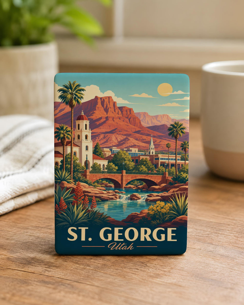 St George Utah Fridge Magnet, St. George Utah Souvenir Magnet, Utah Travel Gift, St George City Landmark Keepsake Magnet