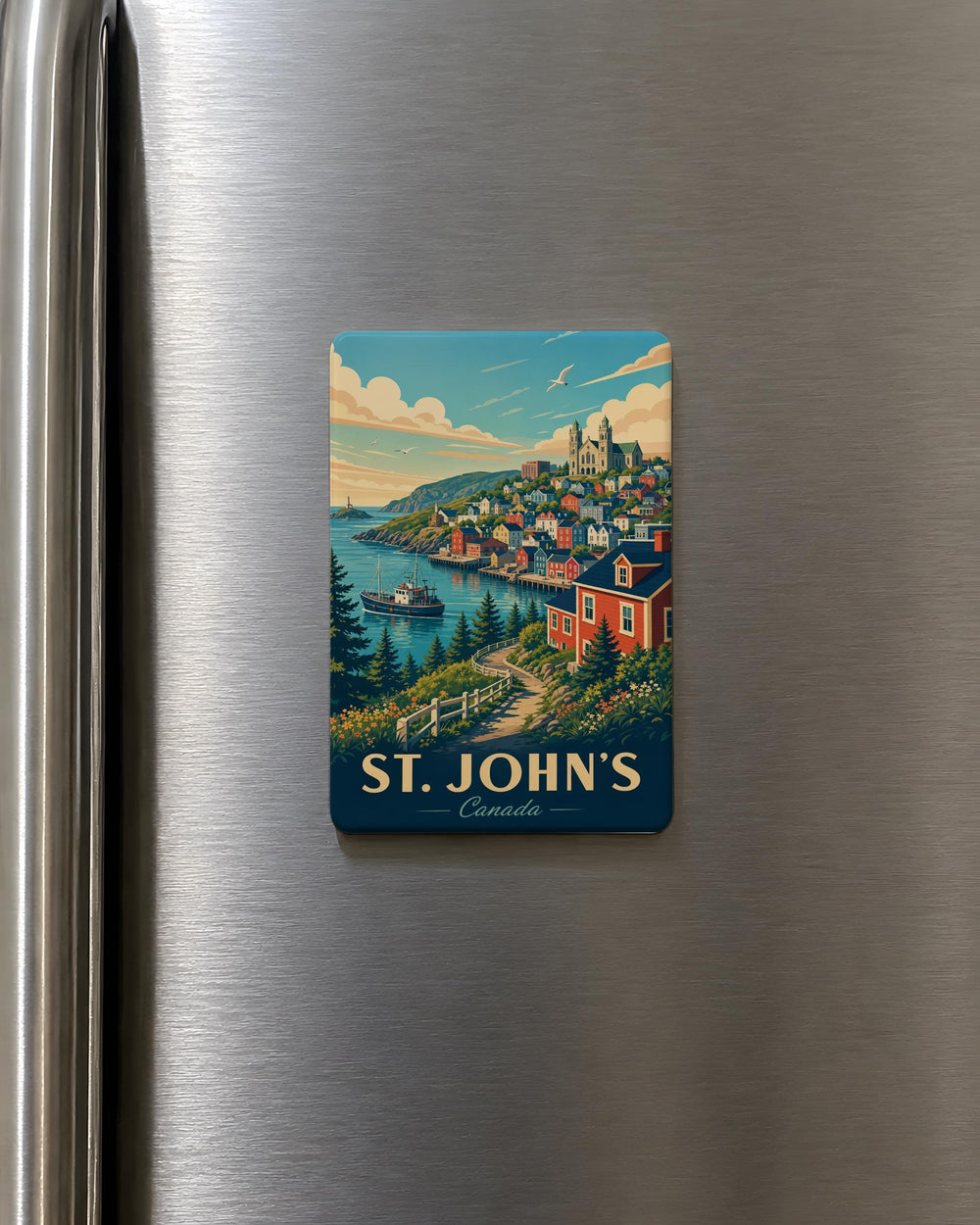 St. John’s Newfoundland Canada Fridge Magnet, St John’s Harbor Landmark Souvenir Magnet, Travel Gift, Kitchen Decor Magnet