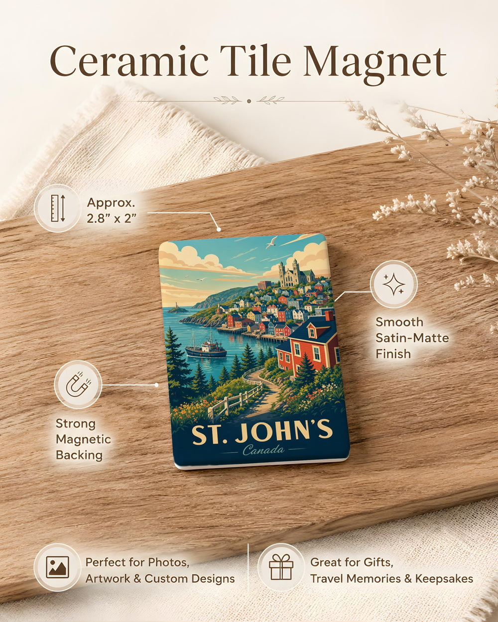 St. John’s Newfoundland Canada Fridge Magnet, St John’s Harbor Landmark Souvenir Magnet, Travel Gift, Kitchen Decor Magnet