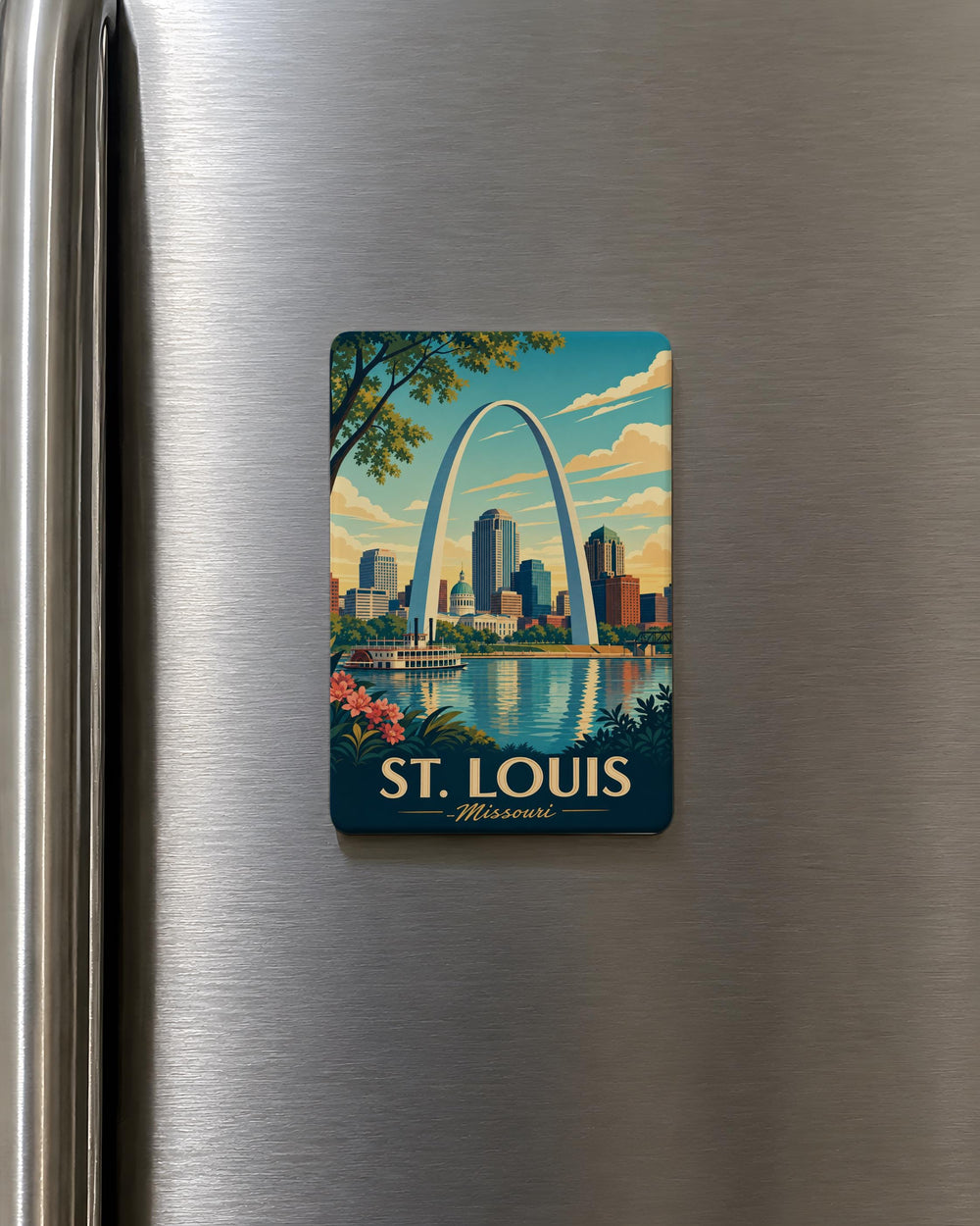 St. Louis Missouri Fridge Magnet, Gateway Arch Souvenir Magnet, St Louis Travel Keepsake, Missouri Landmark Refrigerator Magnet