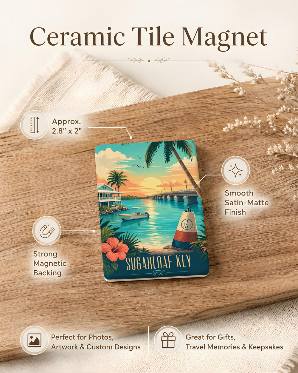 Sugarloaf Key FL Fridge Magnet, Florida Keys Souvenir Magnet, Sugarloaf Key Island Vacation Gift, Coastal Florida Decor Magnet